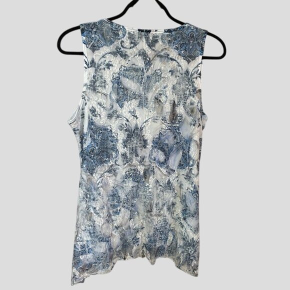 Brittany Black Lace Overlay Sleeveless Round Neck Blouse Floral Top - Picture 4 of 12